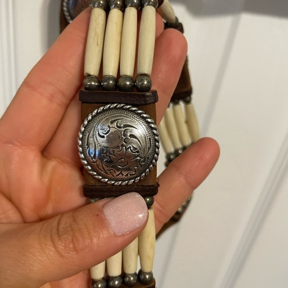 Tony Lama Bone Beaded Belt - Picture 3 of 4